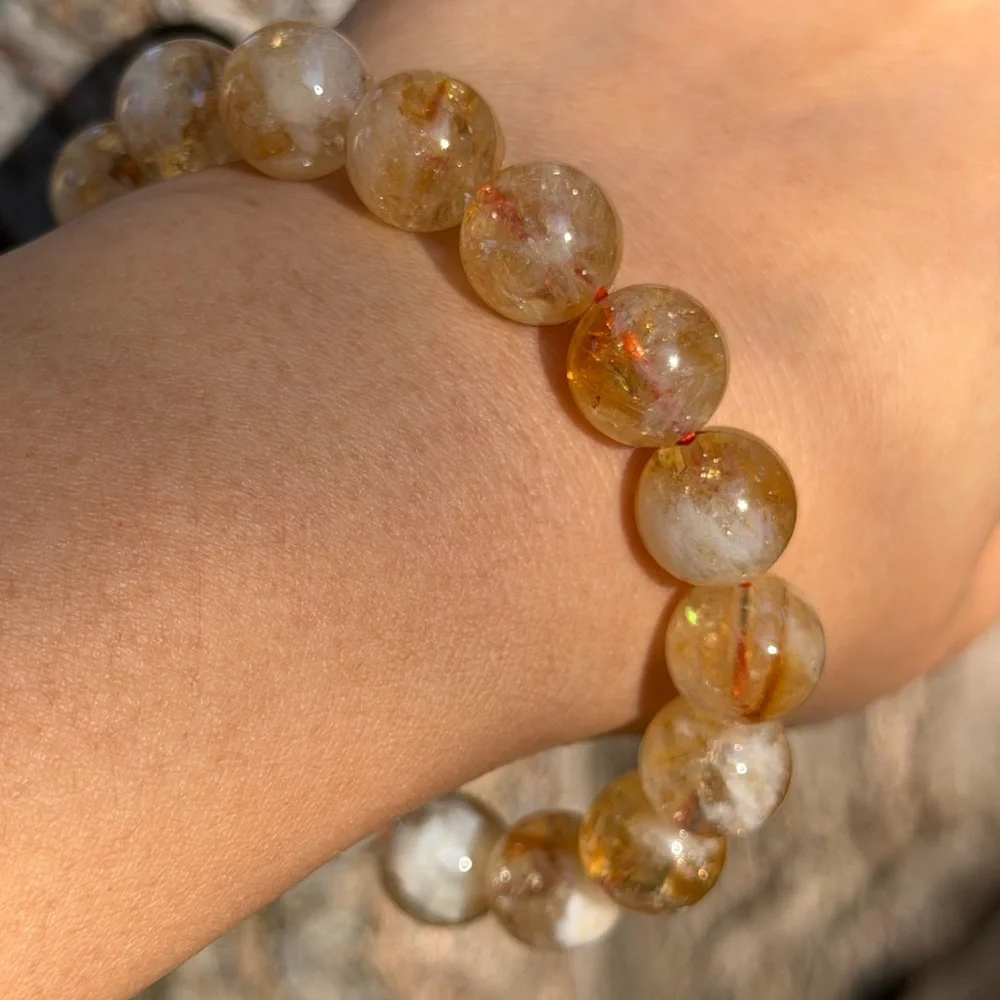 12mm stretchable milky citrine bracelet‎ 0749